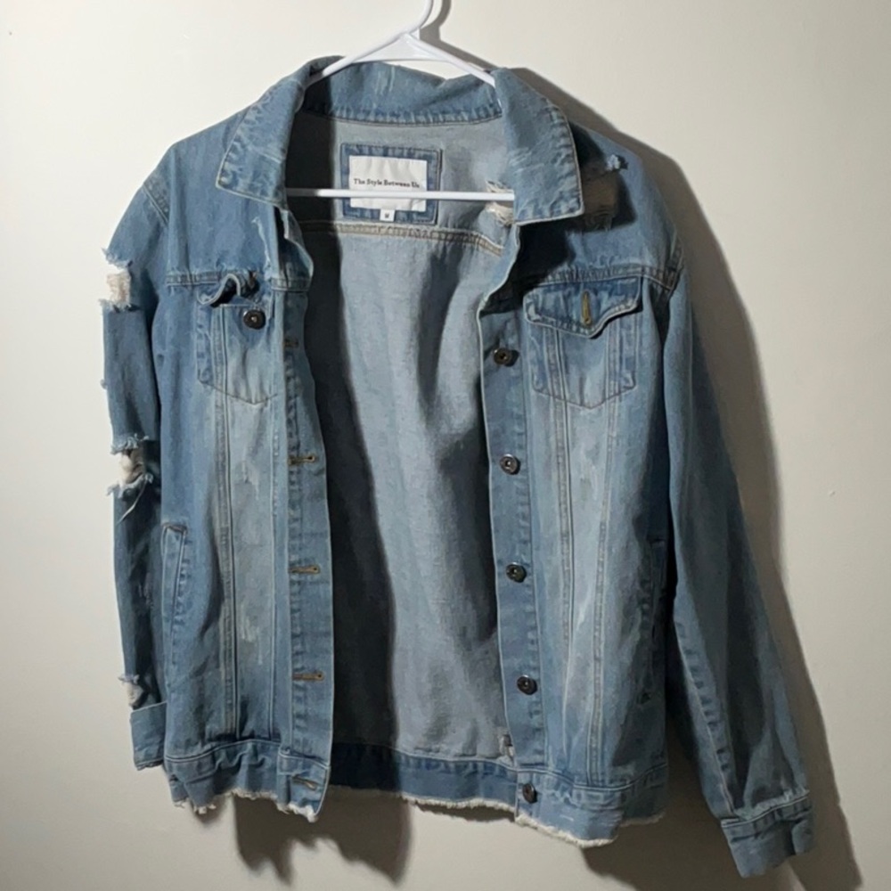 Light Blue Distressed Denim Jacket